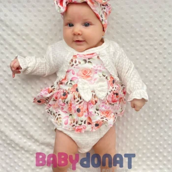 Bahar Çiçekleri Desenli Bandanalı Kız Bebek Romper