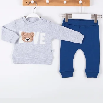 Bear Love Nakışlı % 100 Pamuklu 2li Erkek Takım