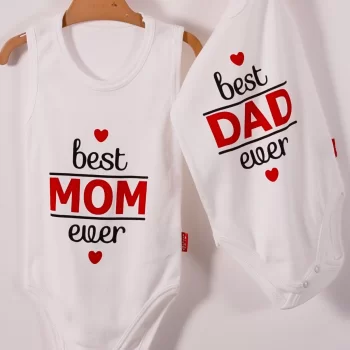 Best Mom ve Dad Desenli Askılı Unisex Body