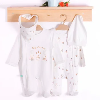 Big Carrot Desenli Kız Bebek 4lü Tulum Seti