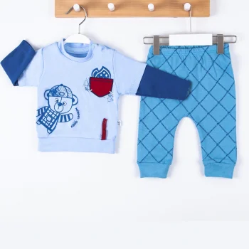 Cep Bear Nakışlı % 100 Pamuklu 2li Erkek Takım