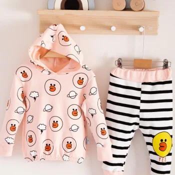 Civciv Desenli 2li % 100 Pamuk Kız Bebek Takımı