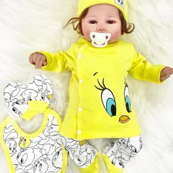 Civciv Desenli Yenidoğan 5li Hastane Çıkışı Zıbın Seti %100 Pamuk