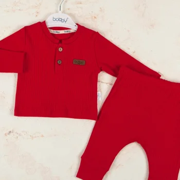 Çizgili Kumaş % 100 Pamuk 2li Unisex Takım