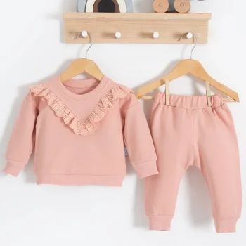 Fisto Detaylı Pamuklu 2li Kız Bebek Takımı