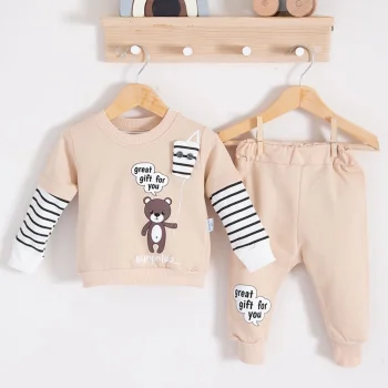 Gift For You Desenli 2li % 100 Pamuk Erkek Bebek Takımı