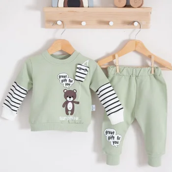 Gift For You Desenli 2li % 100 Pamuk Erkek Bebek Takımı