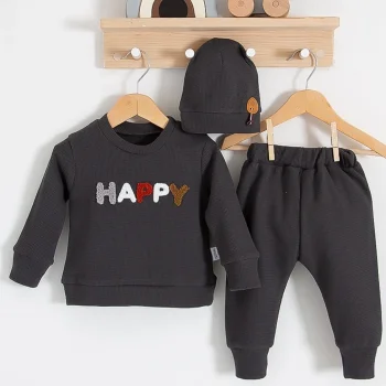 Happy Nakışlı 2li Pamuklu Erkek Bebek Takım