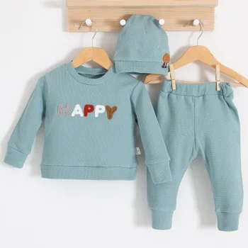 Happy Nakışlı 2li Pamuklu Erkek Bebek Takım