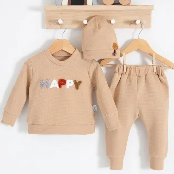 Happy Nakışlı 2li Pamuklu Erkek Bebek Takım