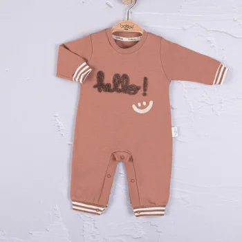 Hello Nakışlı % 100 Pamuk Erkek Bebek Tulum