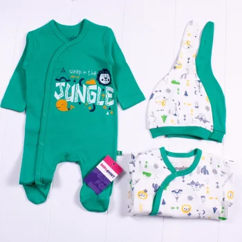 Jungle Desenli Erkek Bebek 4lü Tulum Seti