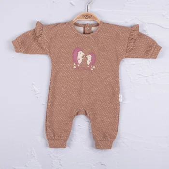 Kirpi Nakışlı % 100 Pamuk Kız Bebek Tulum