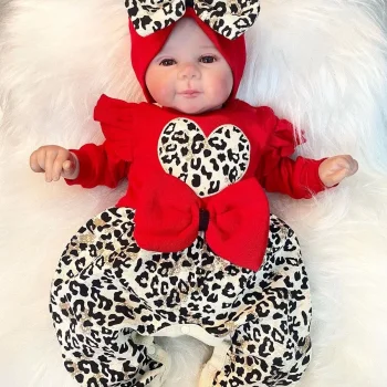 Leopar Desenli Fiyonklu % 100 Pamuk Kız Bebek Tulum