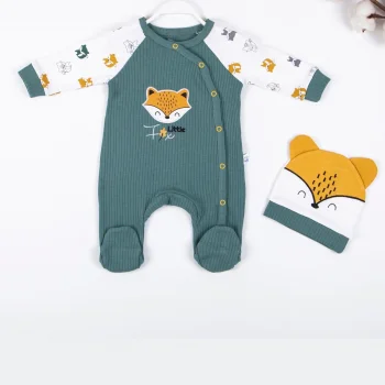 Little Fox Desenli % 100 Pamuk Erkek Bebek Tulumu