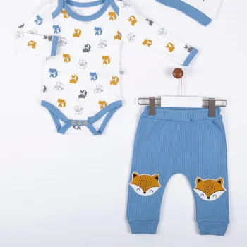 Little Fox Desenli 3lü % 100 Pamuklu Erkek Takım