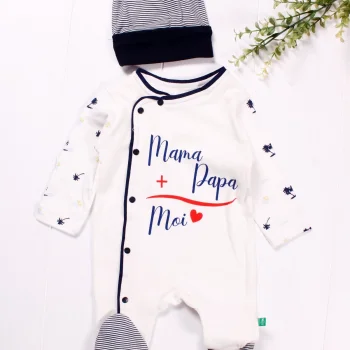 Marin Desenli Şapkalı Erkek Bebek Tulumu