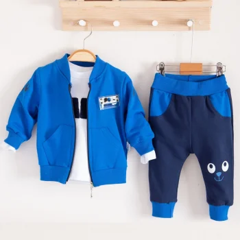 New Fashıon Hırkalı 3lü % 100 Pamuk Erkek Bebek Takımı