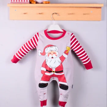 Noel Baba Detaylı Bebek Tulum % 100 Pamuk