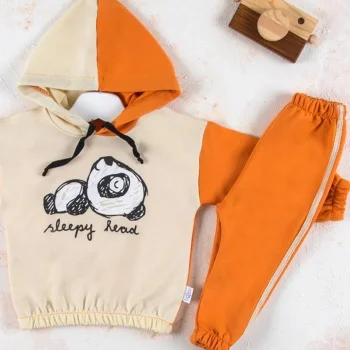 Panda Desenli Kapişonlu Erkek Bebek Takımı