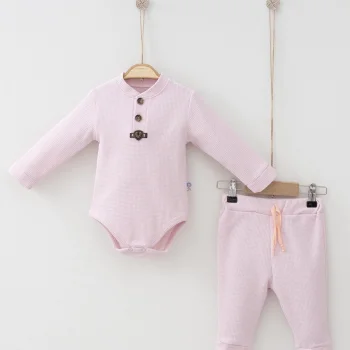 Waffle Çıtlı Düğmeli 2li Mevsimlik Takım