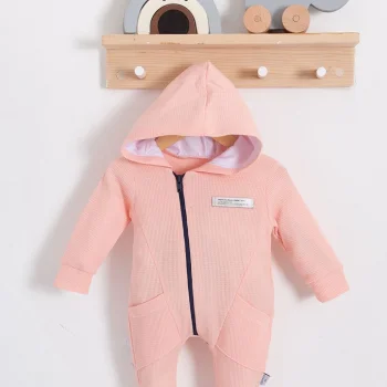 Yandan Cepli Fermuarlı % 100 Pamuk Kız Bebek Tulumu