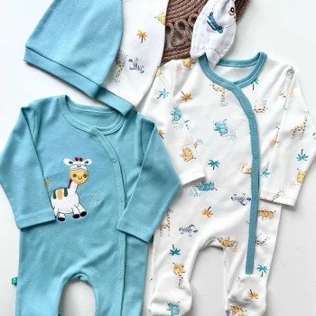 Zürafa Nakışlı Erkek Bebek 4lü Tulum Seti