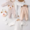 Ayıcık Nakışlı Tulumlu % 100 Pamuk Erkek Bebek 5li Set