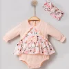 Bahar Çiçekleri Desenli Bandanalı Kız Bebek Romper