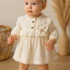 Fırfırlı Bandalı Elbise Kız Bebek Elbise