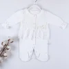Gofralı Fransız Güpürlü % 100 Pamuk Kız Bebek Tulumu