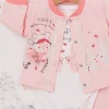 Happy Dancing Desenli 3lü Hırkalı Kız Bebek Takım