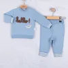 Hello Nakışlı % 100 Pamuk 2li Erkek Bebek Takım