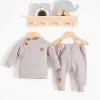 Jakarlı Omuzdan Düğmeli 2li Erkek Bebek Takımı