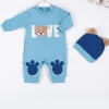 Love Bear Nakışlı % 100 Pamuk Erkek Bebek Tulumu