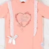 Love Kalp Nakışlı % 100 Pamuk Kız Bebek Tulumu