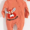 Pretty Dog Nakışlı Bandanalı % 100 Pamuk Kız Bebek Tulumu