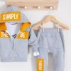 Simply Desenli Kapişonlu 3lü Erkek Bebek Takımı