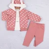 Tavşan Kulaklı Puanlı 3lü Kız Bebek Takım