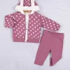 Tavşan Kulaklı Puanlı 3lü Kız Bebek Takım