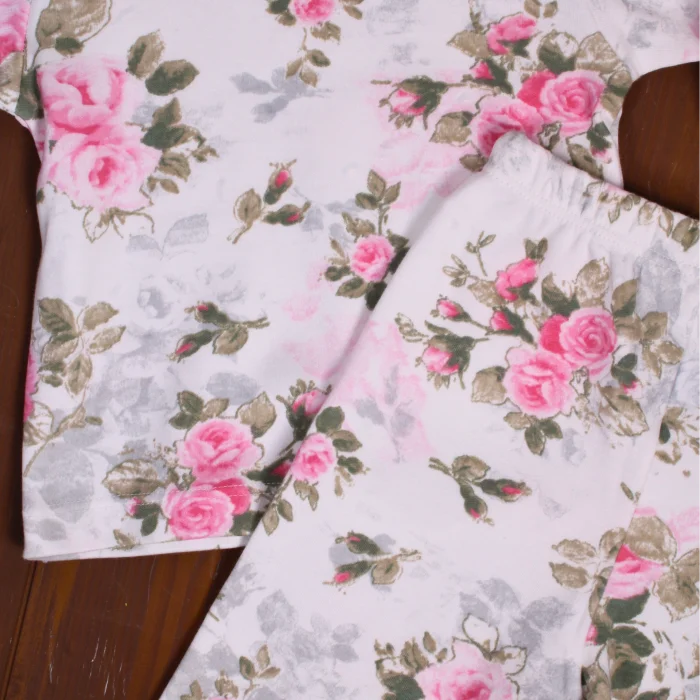 Büyük Çiçek Desenli Kız Bebek Eşofman Takımı %100 Pamuk