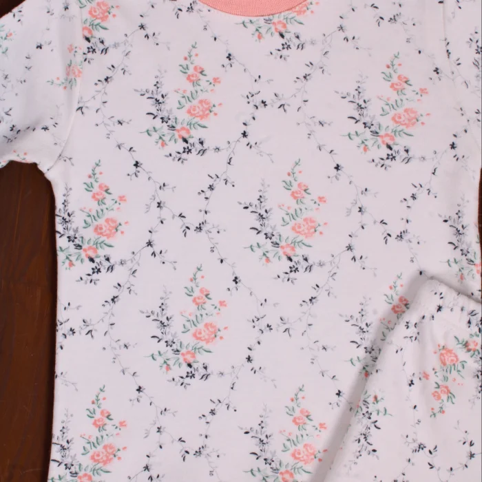 Çiçek Desenli Kız Bebek Eşofman Takımı %100 Pamuk