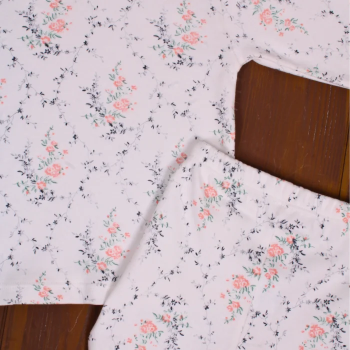 Çiçek Desenli Kız Bebek Eşofman Takımı %100 Pamuk