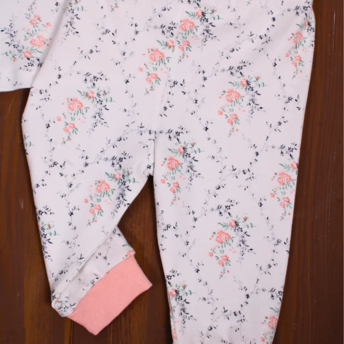 Çiçek Desenli Kız Bebek Eşofman Takımı %100 Pamuk