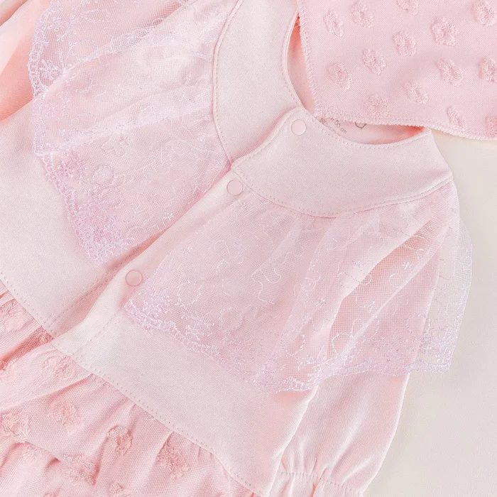 Dantel İşlemeli Kabartmalı 10 Parça kız Bebek Hastane Çıkışı Kutulu %100 Pamuk