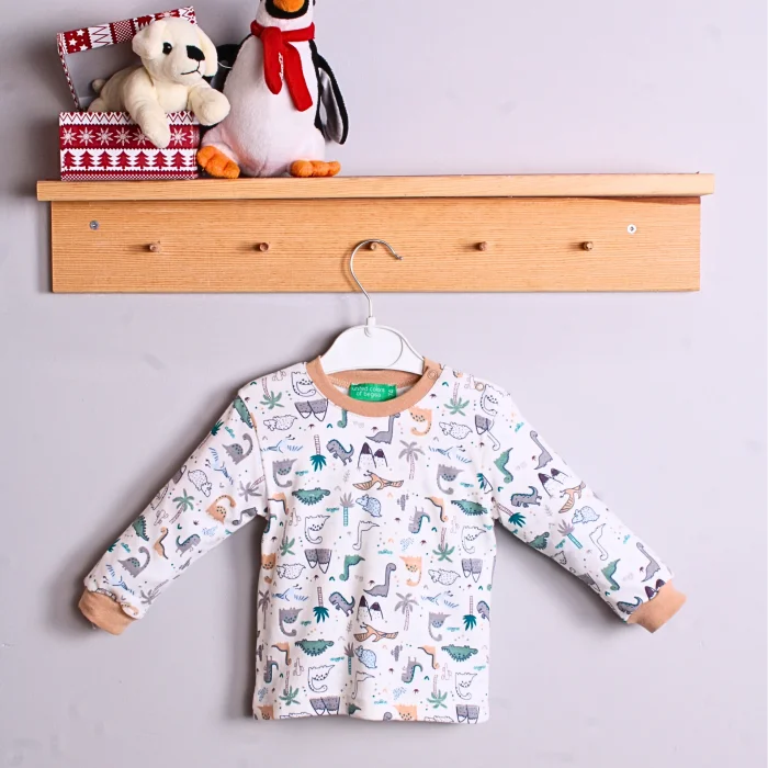 Dinazor Desenli Erkek Bebek Eşofman Takımı %100 Pamuk