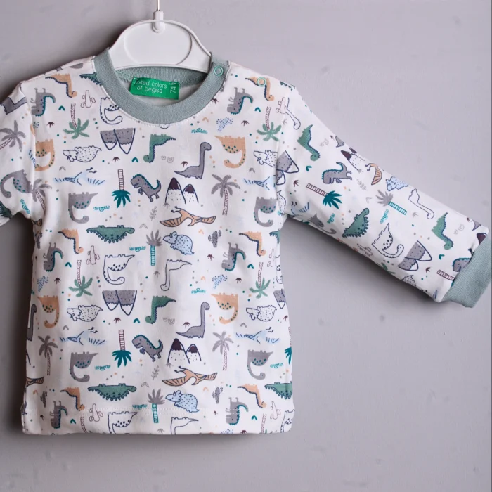 Dinazor Desenli Erkek Bebek Eşofman Takımı %100 Pamuk