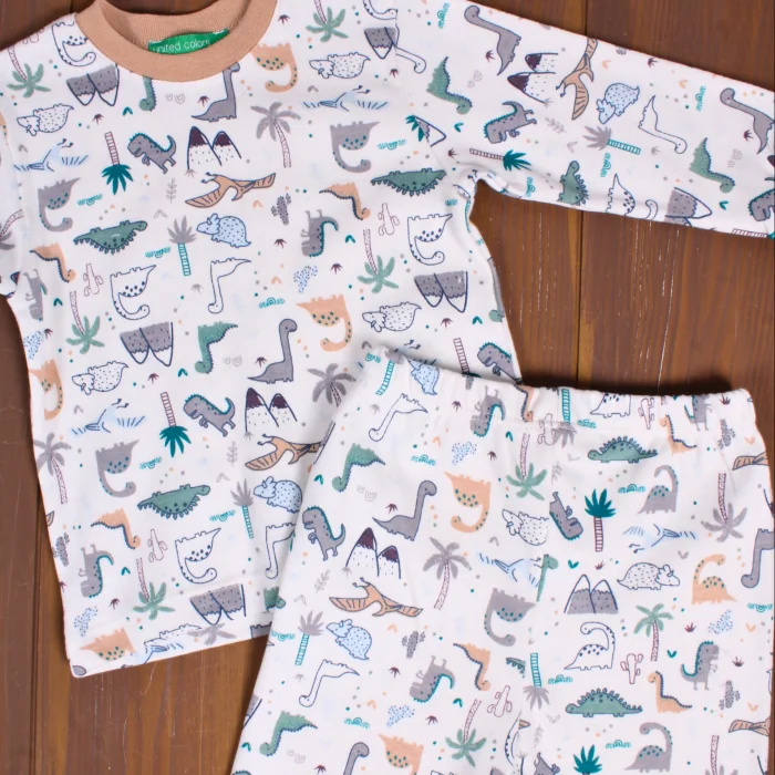 Dinazor Desenli Erkek Bebek Eşofman Takımı %100 Pamuk