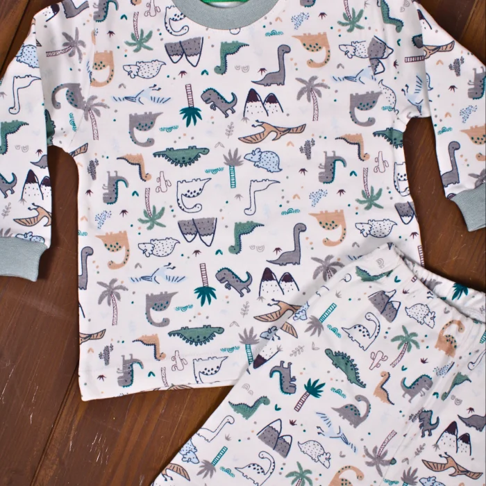 Dinazor Desenli Erkek Bebek Eşofman Takımı %100 Pamuk