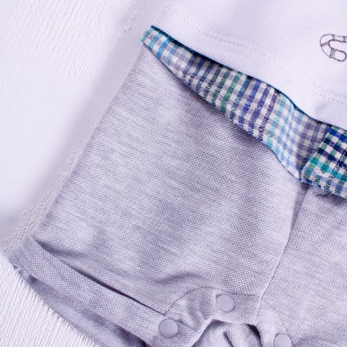 Gömlek Desenli Erkek Bebek Tulumu